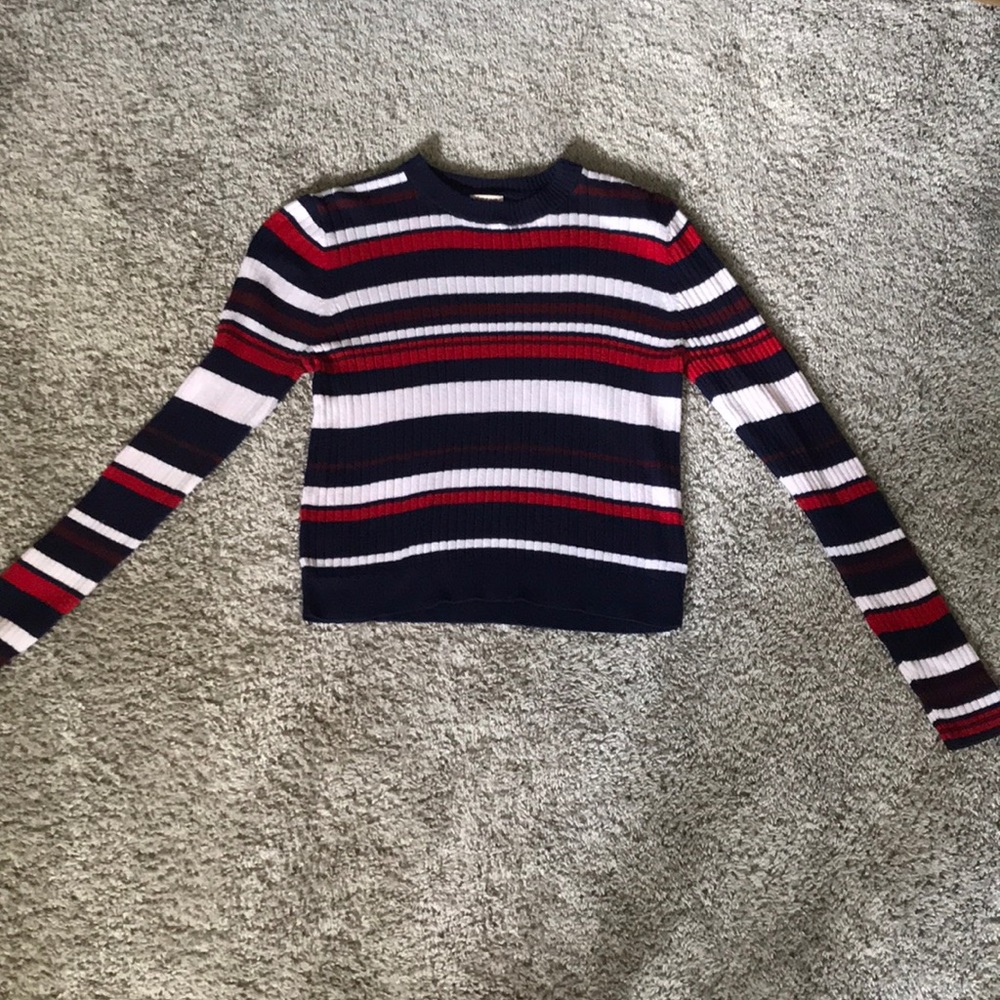 Red, White, and Blue Striped Sweater